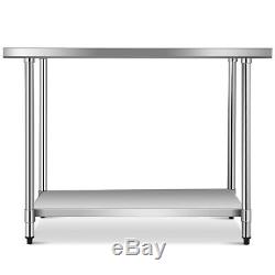 30 x 48 Stainless Steel Food Prep & Work Table Commercial Kitchen Home Silver