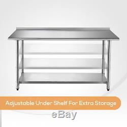 30 x 72 Work Table Stainless Steel For Kitchen Restaurant with Backsplash