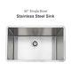 30 X18 Gauge Single Bowl Under Mount Sink Bowl Stainless Steel For Kitchen
