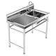 304 Stainless Steel Commercial Kitchen Sink Single Bowl With Workbench47x24x32