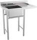 304 Stainless Steel Utility Sink With Drainboard Workbench Sink Commercial Sink