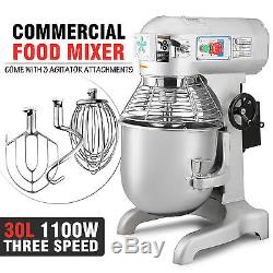 30L Commercial Food Mixer Planetary Mixer Dough Mixer 3 attachments 1100W