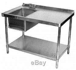 30x84 All Stainless Steel Kitchen Table with Prep Sink on Left