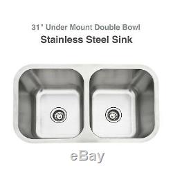31x18'' Double Bowl 16 Gauge Stainless Steel 9'' Deep Kitchen Sink Undermount