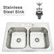 33228 Inch Under Mount Stainless Steel Double Bowl Drop 16 Gauge Kitchen Sink