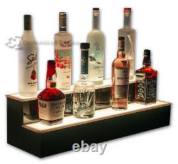 34 2 Step Tier LED Lighted Shelves Illuminated Liquor Bottle Bar Display Stand