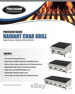 36 Char Broiler Grill 3 Burner Charbroiler Radiant Natural LP NEW 3' Charcoal