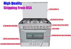 36'' Gas Stove 6Burner Gas Stove with 95.6L large Oven Hith Quality 220V New
