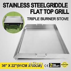 36 x 22 Stainless Steel Griddle Flat Top Grill BBQ Burner For Triple Griddle