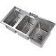 37 Three Compartment Faucet 10 X 14 X 10 Bowl Stainless Steel Drop In Sink 3