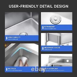 39.4 x 19.7 Commercial Sink withPrep Area Single Bowl for Restaurant Laundry