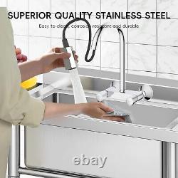 39.4 x 19.7 Commercial Sink withPrep Area Single Bowl for Restaurant Laundry