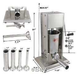 3L Sausage Stuffer Filler Meat Maker Machine Stainless Steel 7LB Dual Speed New