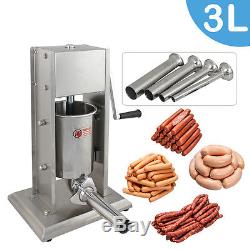3L Vertical Commercial Sausage Stuffer 7LB Two Speed Stainless Steel Meat Press