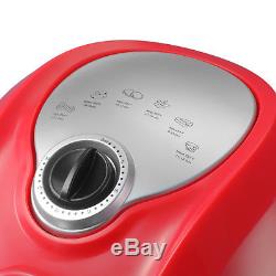 4.4QT 1300W Red Electric Oil Less Air Fryer Temperature Timer Control