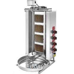 4 Burner GAS Shawarma Broiler Machine Vertical Gyro AUTOMATIC ROTATE Doner KEbab
