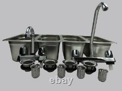 4 Compartment Concession Sink Portable 4 Traps Hand Washing Food Truck Trailer