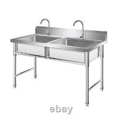 40 Commercial Utility Prep Sink Stainless Steel 2 Compartments