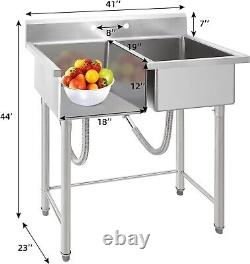 41 Kitchen Sink Commercial 2 Compartment Stainless Steel Prep & Utility Sink US