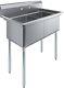 41 Long Two Compartment Stainless Steel Commercial Kitchen Prep & Utility Sink