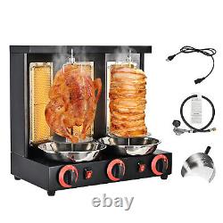 44lbs Commercial Shawarma Machine 3 Burner Vertical Rotisserie Oven Grill Gas