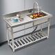 47 Commercial Kitchen Sink Prep Table With Faucet Stainless Steel 1 Compartment