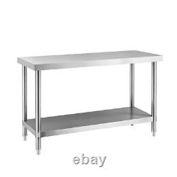 47x32in Stainless Steel Kitchen Restaurant Work Prep Table with Backsplash