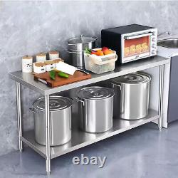 47x32in Stainless Steel Kitchen Restaurant Work Prep Table with Backsplash