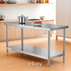 47x32in Stainless Steel Kitchen Restaurant Work Prep Table with Backsplash