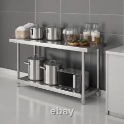 47x32in Stainless Steel Kitchen Restaurant Work Prep Table with Backsplash