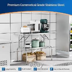 48 x 24 Inch Heavy-duty Stainless Steel Folding Table with Undershelf Portable