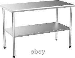 48'' x 24'' Stainless Steel Table for Prep&Work Commercial Worktable Heavy Duty