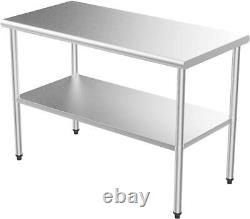 48'' x 24'' Stainless Steel Table for Prep & Work, Commercial Worktables