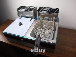 5000W 12 L Stainless steel Electric Countertop Deep Fryer Dual Tank Commercial