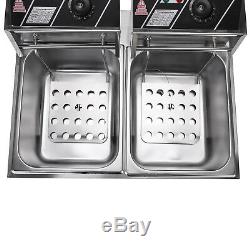5000W 12L Electric Deep Fryer Dual Tank Commercial Restaurant Stainless Steel US