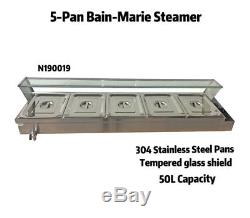 56 Water Bath Steam Table 5-Pan Commercial Bain-Marie Buffet Food Warmer