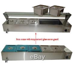6''Deep Pan 5-Pan Countertop Steam Table Bain Marie Food Warmer 110V1500W US New
