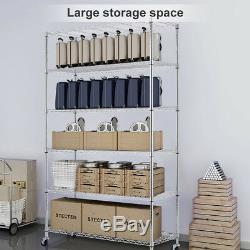 6 Tier Commercial Wire Shelving Rack 48x18x82 Metal Rack WithCasters Chrome