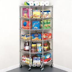 6 Tier Corner Shelf Liners Adjustable Steel Metal Wire Shelving Rack Commercial