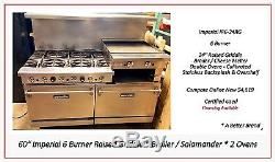 60 Gas Range 6 Burners 2 Ovens 24 Raised Griddle IMPERIAL Excellent Used