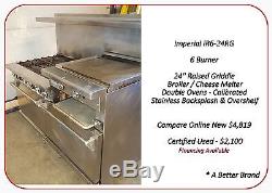 60 Gas Range 6 Burners 2 Ovens 24 Raised Griddle IMPERIAL Excellent Used