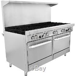 60 Natural Gas Restaurant Range Stove 10 Burners Stainless Steel With Over Shelf