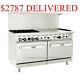 60 Inch (5 Foot) 4 Burner Range Top With Double Oven & 36 Right Side Griddle