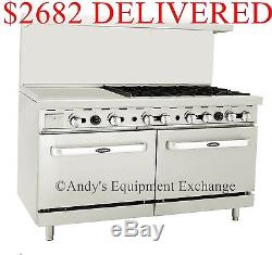 60 inch (5 foot) 6 Burner Range Top with Double 2 Oven and 24 Left side Griddle