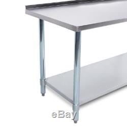 72 x 24 18 Gauge Stainless Steel Kitchen Utility Work Table with Backsplash