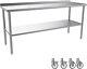 72 X 24 Inch Stainless Steel Table With Backsplash & Undershelf & Caster Silver