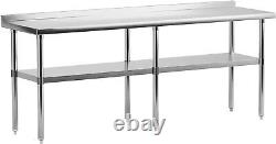 72 x 24 Stainless Steel Commercial Kitchen Work Prep Table with Backsplash