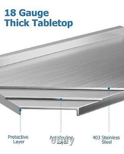 72 x 24 Stainless Steel Commercial Kitchen Work Prep Table with Backsplash