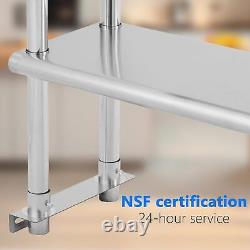 72X 12 Commercial Wide Double Overshelf NSF Kitchen Restaurant Work Prep Table