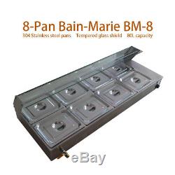8-Pan Bain-Marie Buffet Steam Table 110V Food Warmer Diner Restaurant New